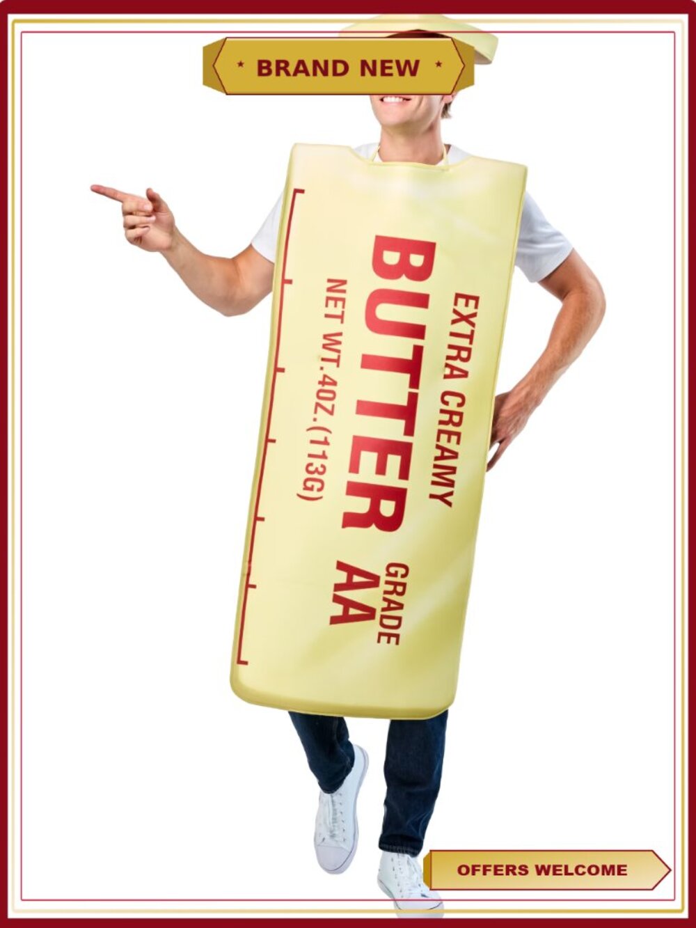 Matching Halloween Costume Set 3-Piece Popcorn and Butter Self-Tie Adults